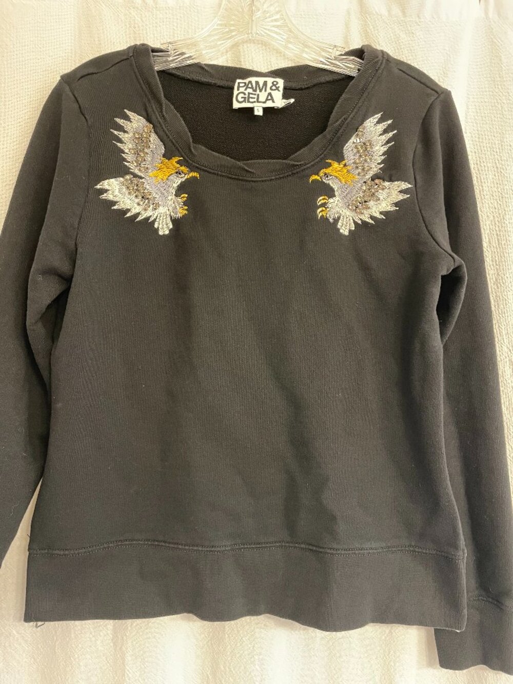 Pam & Gela black embellished sweatshirt, size Small
